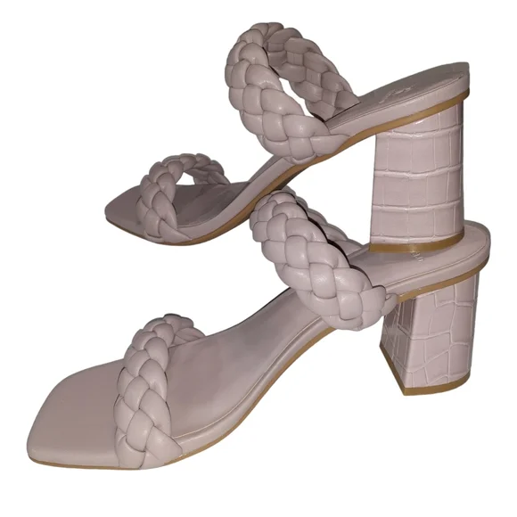 Bestclo Shoes Bestclo Sandals Braided Faux Croc Heel Size